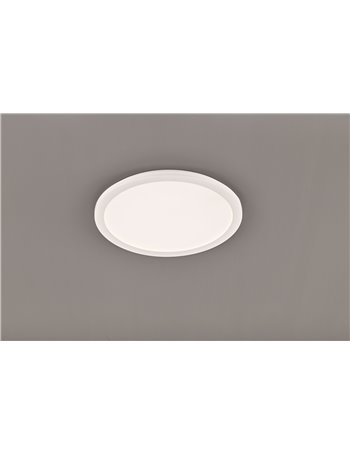 Camillus plafoniera led tonda metallo bianco opaco con funzione dimmerabilita con normale interruttore a parete ip44 d. 40cm Mod