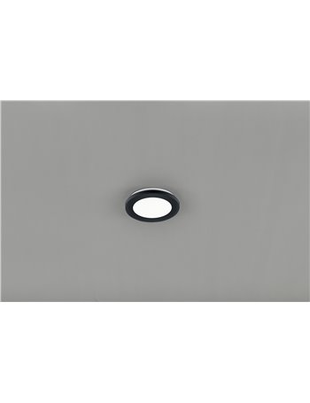 Camillus plafoniera led tonda metallo nero opaco con funzione dimmerabilita con normale interruttore a parete ip44 d. 17cm Moder