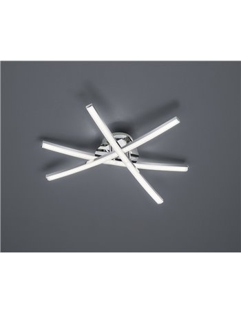 Capella plafoniera led 3 luci bacchette con diffusori cromati e satinati d. 50cm Moderno LED