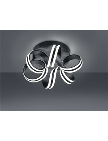 Carrera plafoniera led metallo nero tiranti regolabili con variazione intensita con interruttore a parete d. 45cm Moderno LED