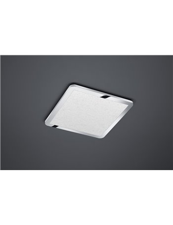 Cesar plafoniera led quadrata media bordo cromato effetto cristallo dimmerabile con interruttore a scatto ip44 40x40cm Moderno L