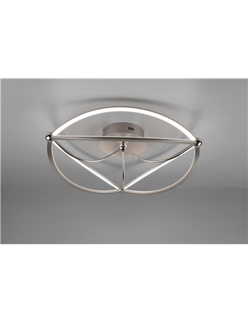 Charivari plafoniera led acciaio satinato ellissi dimmerabile con interruttore d. 62cm Moderno LED