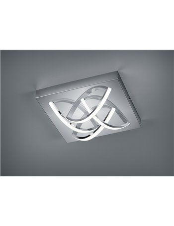 Dolly plafoniera led quadrata metallo cromato dimmerabile con normale interruttore a scatto 4 diffusori l.30cmx30cm  Moderno LED