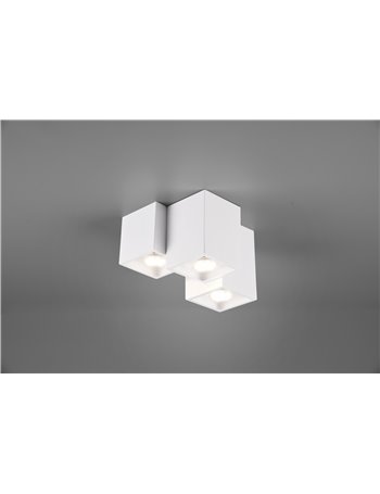 Fernando plafoniera metallo bianco opaco 3 cubetti l. 23cm  Moderno LED