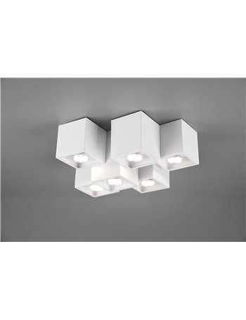 Fernando plafoniera metallo bianco opaco 6 cubetti l. 37cm  Moderno LED