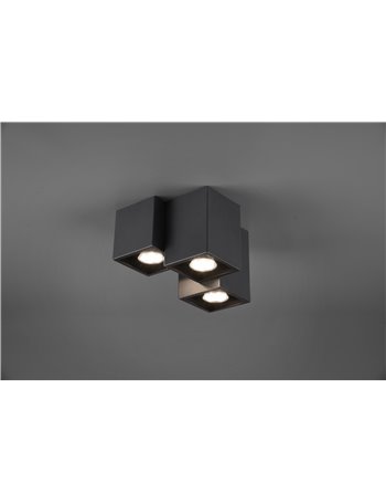 Fernando plafoniera metallo nero opaco 3 cubetti l. 23cm  Moderno LED