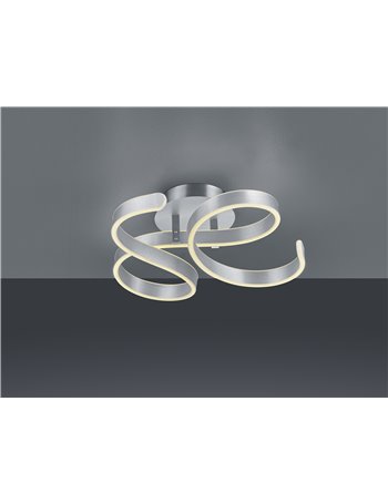 Francis plafoniera led vortici alluminio satinato con regolazione intensita' con interruttore d.57cm Moderno LED
