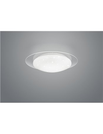 Frodo plafoniera led diffusore bianco effetto stelle con bordo trasparente e telecomando multifunzione d.35 Moderno LED