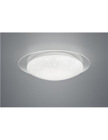 Frodo plafoniera led diffusore bianco effetto stelle con bordo trasparente e telecomando multifunzione d.48 Moderno LED