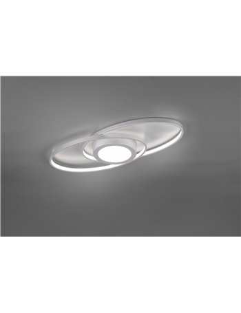 Galaxy plafoniera led doppia ellisse alluminio con luce centrale e regolazione intensita' con interruttore l.57cm Moderno LED