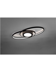 Galaxy plafoniera led doppia ellisse antracite con luce centrale e regolazione intensita' con interruttore l.57cm Moderno LED