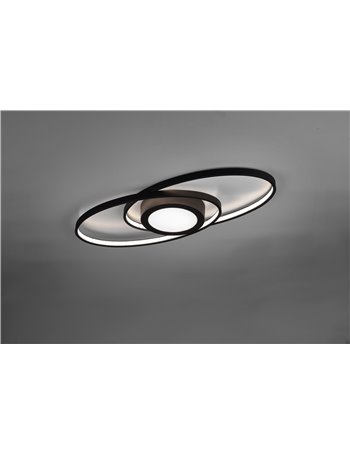 Galaxy plafoniera led doppia ellisse antracite con luce centrale e regolazione intensita' con interruttore l.57cm Moderno LED