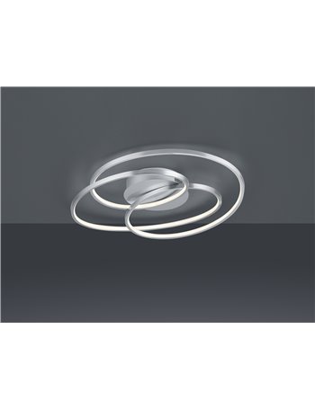 Gale plafoniera led acciaio satinato cerchi concentrici con regolazione intensita' con interruttore d.60cm Moderno LED