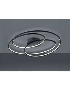 Gale plafoniera led grande nera cerchi concentrici con regolazione intensita' con interruttore d.80cm Moderno LED