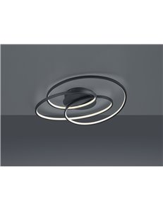 Gale plafoniera led nera cerchi concentrici con regolazione intensita' con interruttore d.60cm Moderno LED