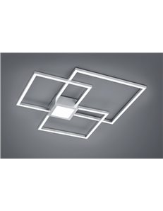 Hydra plafoniera led metallo acciaio triplo quadrato luce centrale dimmerabile con interr. L. 66x66cm Moderno LED