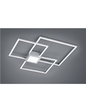 Hydra plafoniera led metallo acciaio triplo quadrato luce centrale dimmerabile con interr. L. 66x66cm Moderno LED