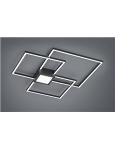 Hydra plafoniera led metallo antracite triplo quadrato luce centrale dimmerabile con interr. L. 66x66cm Moderno LED