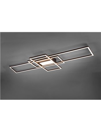 Irvine plafoniera led 3 rettangoli antracite con luce centrale con telecomando multifunzione regolazione intensita' e temperatur