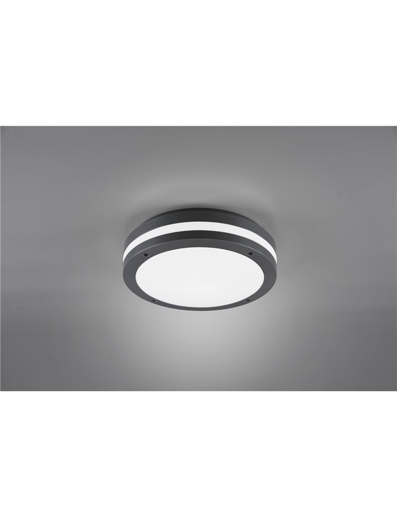 Trio Lighting Kendal plafoniera led da esterno metacrilato nero d. 30 ip55  Moderno LED