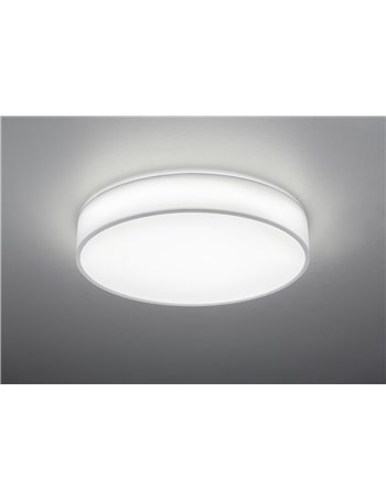 Lugano plafoniera led diffusore paralume stoffa bianco e schermo bianco con telecomando regolazione luce calda e fredda e intens