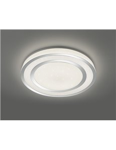 Noriaki plafoniera led tonda effetto cielo stellato con bordo cromato con telecomando multifunzione con accensioni separate d.60 2