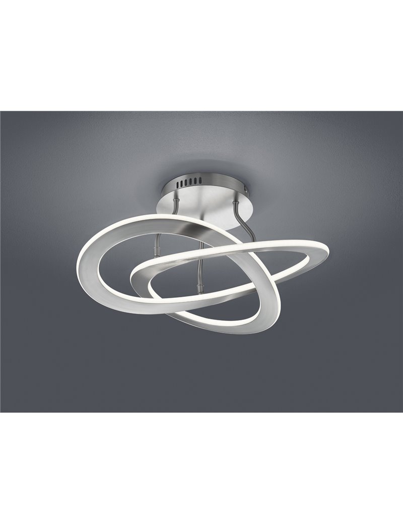 Trio Lighting Oakland plafoniera led acciaio satinato dimmerabile con  interruttore a parete d. 53cm Moderno LED