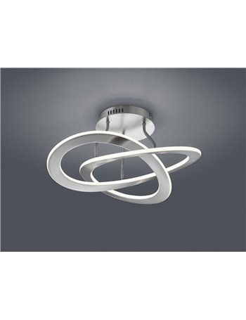 Oakland plafoniera led acciaio satinato dimmerabile con interruttore a parete d. 53cm Moderno LED