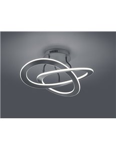 Oakland plafoniera led antracite dimmerabile con interruttore a parete d. 53cm Moderno LED