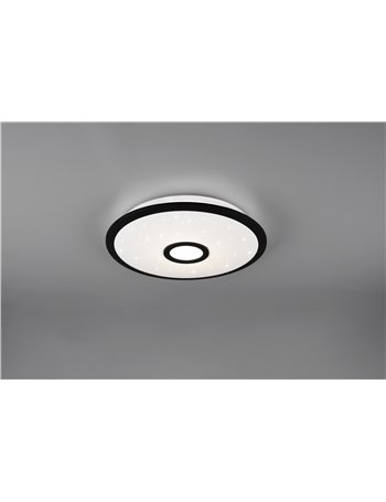 Okinawa plafoniera led diffusore bianco effetto cielo stellato con bordo nero opaco e telecomando multifunzione d.42 Moderno LED