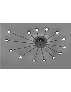 Peacock plafoniera anche retro-illuminata con 15 steli orientabili e girevoli antracite d. 115cm Moderno LED 2
