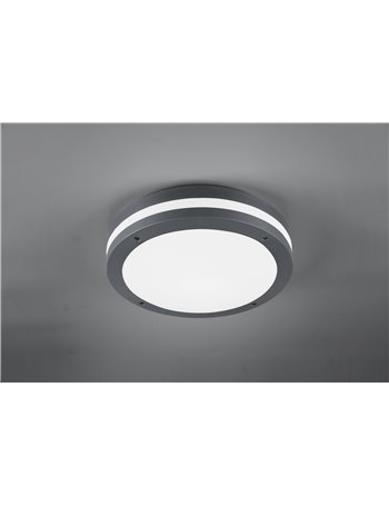 Piave plafoniera led da esterno antracite con sensore di movimento ip54 d.30cm Moderno led