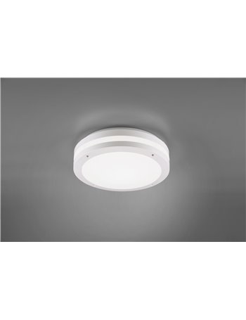 Piave plafoniera led da esterno bianca con sensore di movimento ip54 d.30cm Moderno led
