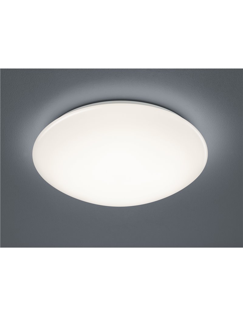 Trio Lighting Pollux plafoniera led con sensore di movimento diffusore  metacrilato bianco ip44 d. 40cm Moderno LED