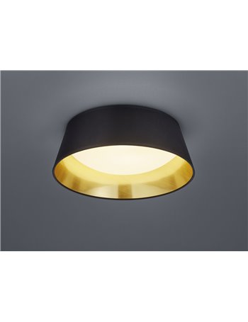 Ponts plafoniera led diffusore metacrilato bianco con paralume nero interno oro d.34cm Moderno LED