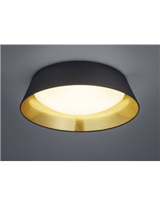 Ponts plafoniera led diffusore metacrilato bianco con paralume nero interno oro d.45cm Moderno LED