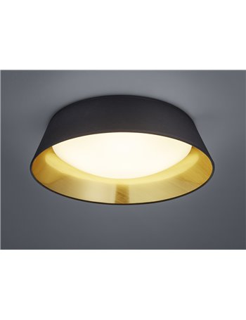 Ponts plafoniera led diffusore metacrilato bianco con paralume nero interno oro d.45cm Moderno LED