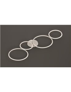 Rondo plafoniera led 4 cerchi metallo bianco opaco con variazione intensita' con interruttore a parete l. 97cm Moderno LED