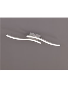 Route plafoniera led 2 bacchette ondulate acciaio satinato l. 54cm Moderno LED