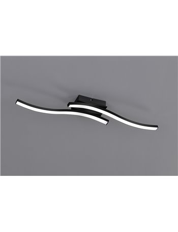 Route plafoniera led 2 bacchette ondulate antracite l. 54cm Moderno LED