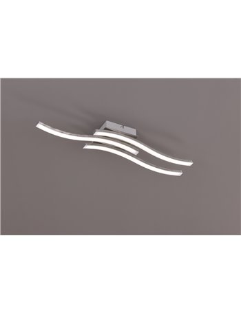 Route plafoniera led 3 bacchette ondulate acciaio satinato l. 54cm Moderno LED