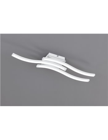 Route plafoniera led 3 bacchette ondulate bianca l. 54cm Moderno LED