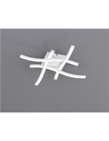 Route plafoniera led 4 bacchette ondulate bianca 45,2cmx45,2cm Moderno LED