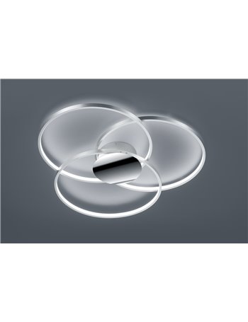 Sedona applique led 3 cerchi cromati dimmerabile 3 intensita' con normale interruttore a scatto d.80cm Moderno LED