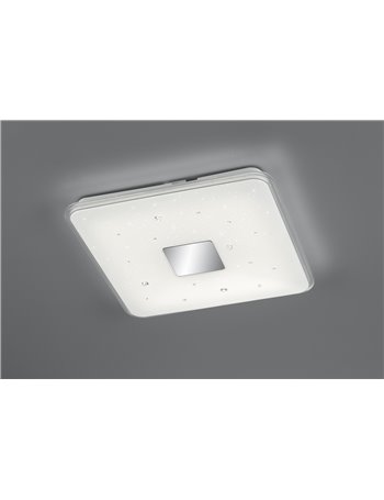 Raiko plafoniera led diffusore quadrato effetto cielo stellato con applicazioni effetto diamante con telecomando multifunzione l