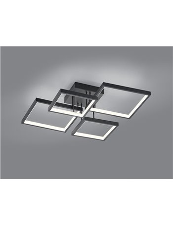 Sorrento plafoniera led 4 quadrati nera con regolazione intensita' con interruttore l.52x52cm Moderno LED