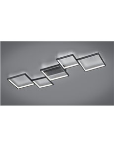 Sorrento plafoniera led rettangolare 5 quadrati nera con regolazione intensita' con interruttore l.120cm Moderno LED