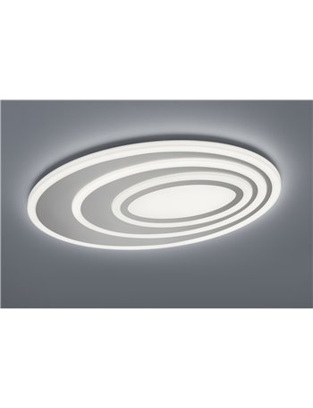 Subara plafoniera led ellittica 3d con telecomando regolazione intensita' e luce calda e fredda l. 88cm, h.58cm Moderno LED