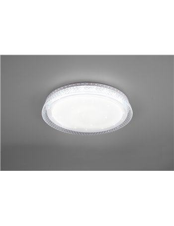 Thea plafoniera led diffusore bianco effetto stelle con bordo trasparente con rgb retro-illuminato e telecomando multifunzione d