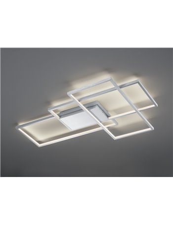 Thiago plafoniera grande led acciaio satinato 3 rettangoli con tecnologia " wiz " multifunzione l. 115cm Moderno LED